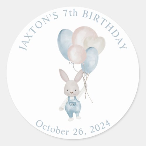 Bunny Balloons Birthday Classic Round Classic Round Sticker