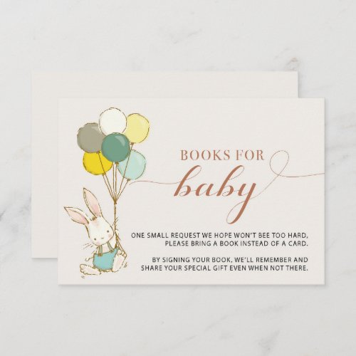 Bunny Balloons Books for Baby enclosure Invitation