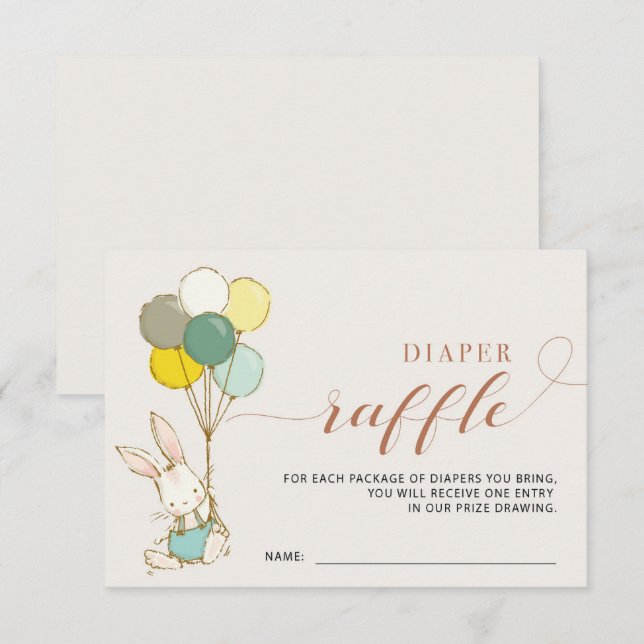 Bunny Balloons Diaper Raffle Card (Front/Back)