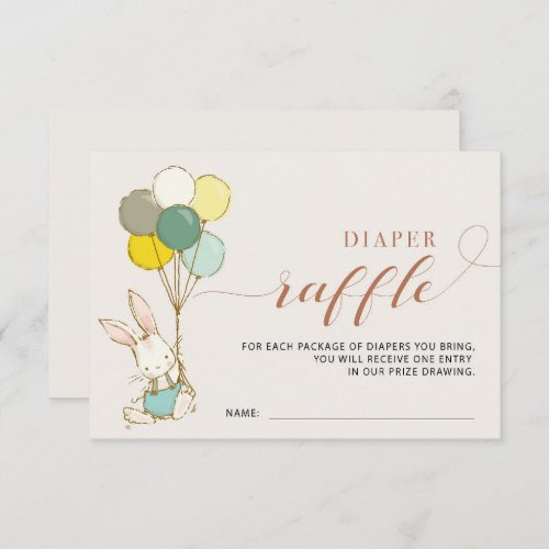 Bunny Balloons Diaper Raffle Card