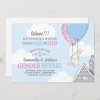 Bunny   Balloons Gender Reveal Invitation