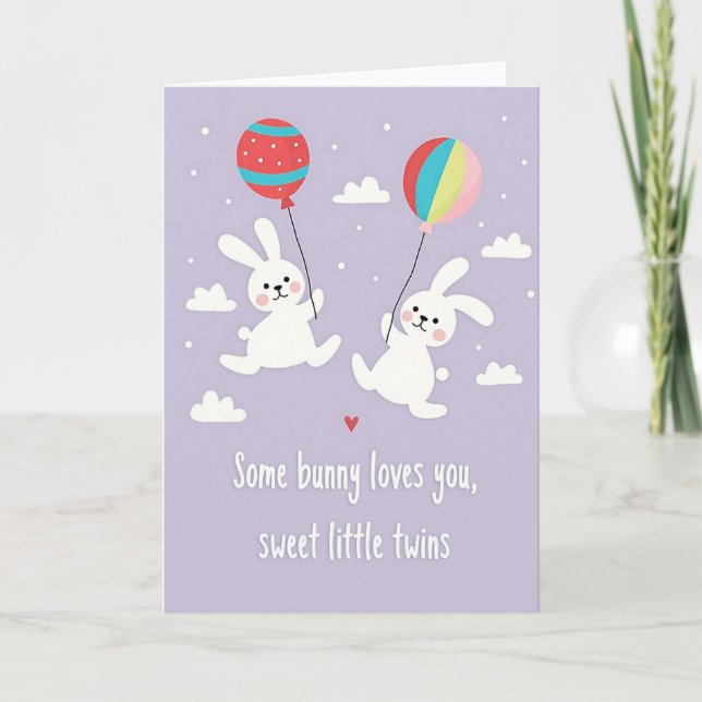 Bunny Balloons Happy Day Card (Front)