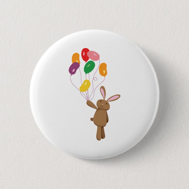 Bunny Balloons Pinback Button (Front)