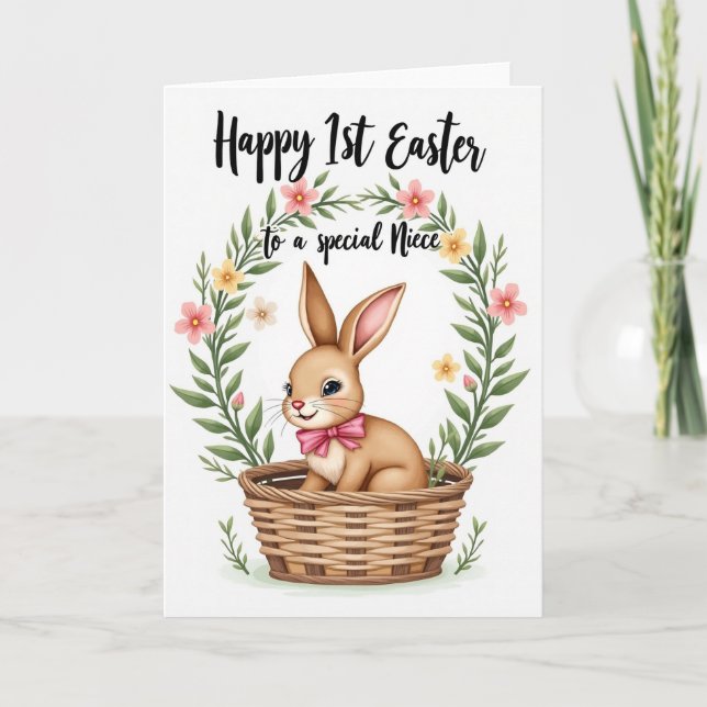 Bunny Basket Floral Pattern Card (Front)