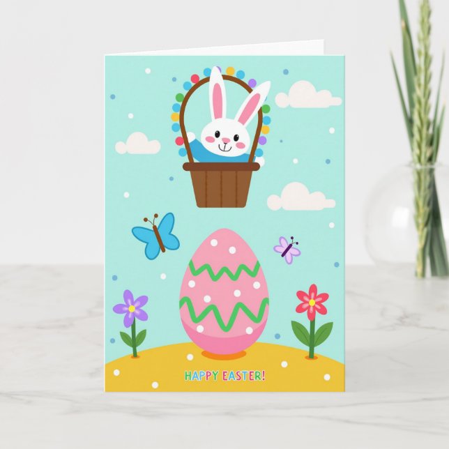 Bunny Basket Pattern Spring Card (Front)