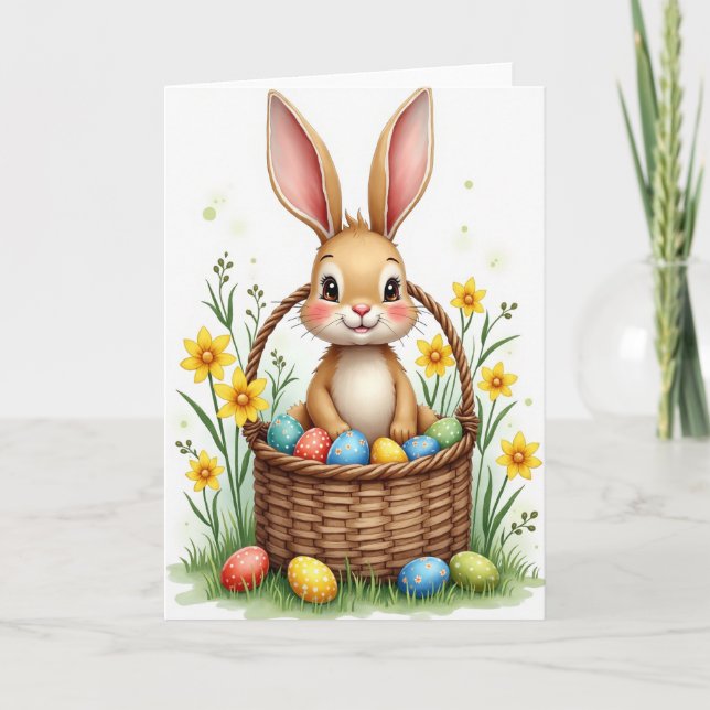 Bunny Basket Springtime Card (Front)