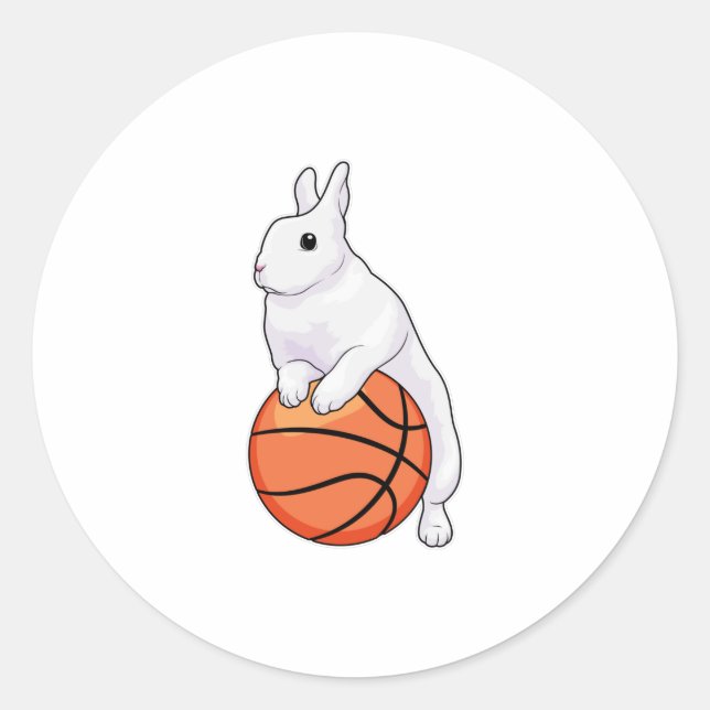 Bunny Basketball player Basketball Classic Round Sticker (Front)