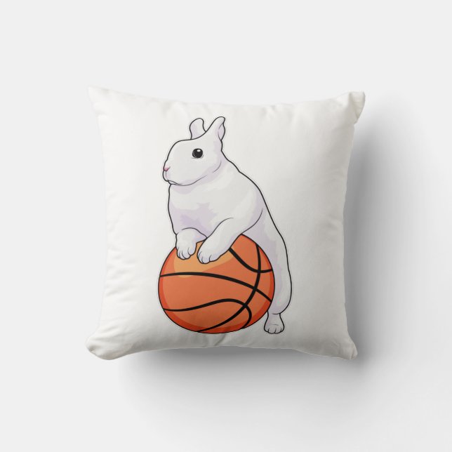 Bunny Basketball player Basketball Throw Pillow (Front)