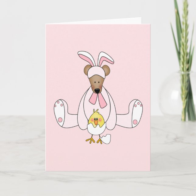 Bunny Bear Chick Easter Holiday Card (Front)