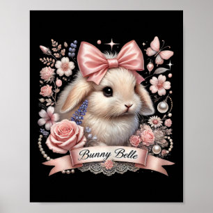 Bunny Belle Coquette Easter Cute Pink Bow Bunny Ae Poster
