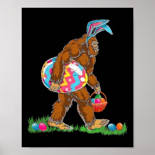 Bunny Bigfoot Sasquatch Happy Easter Day Eggs Hunt Poster