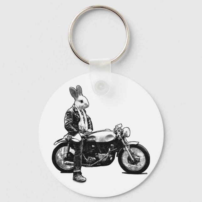 Bunny biker keychain (Front)