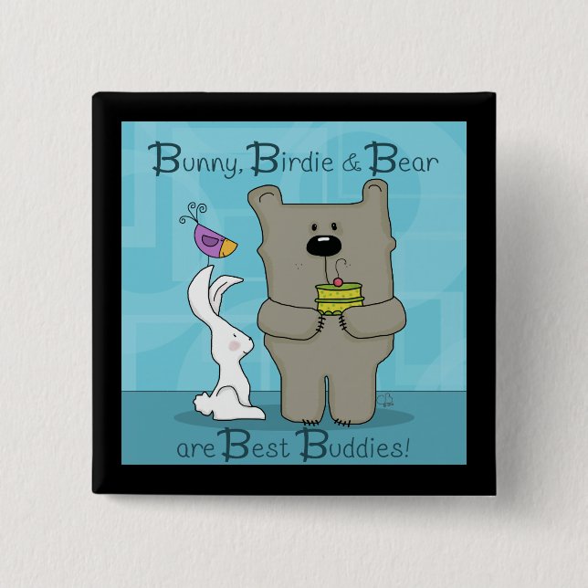 Bunny, Birdie and Bear- Best Buddies Pinback Button (Front)