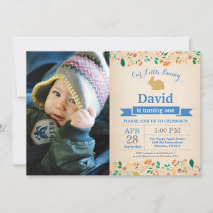 Bunny Birthday Boy Easter Egg 1st First Birthday Invitation