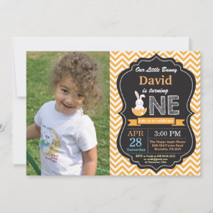 Bunny Birthday Boy Easter Egg 1st First Birthday Invitation