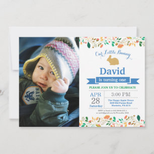 Bunny Birthday Boy Easter Egg 1st First Birthday Invitation