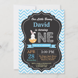 Bunny Birthday Boy Easter Egg 1st First Birthday Invitation