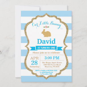 Bunny Birthday Boy Easter Egg 1st First Birthday Invitation