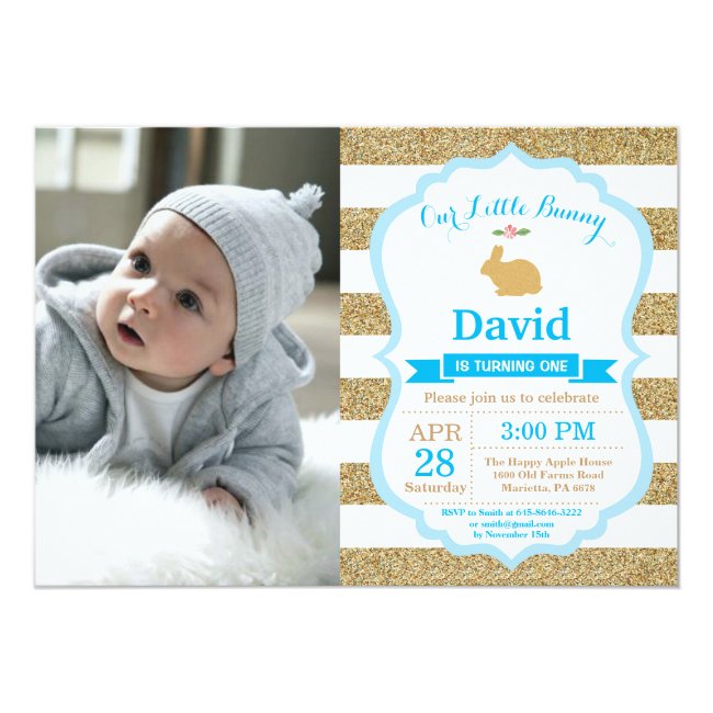 Bunny Birthday Boy Easter Egg 1st First Birthday Invitation