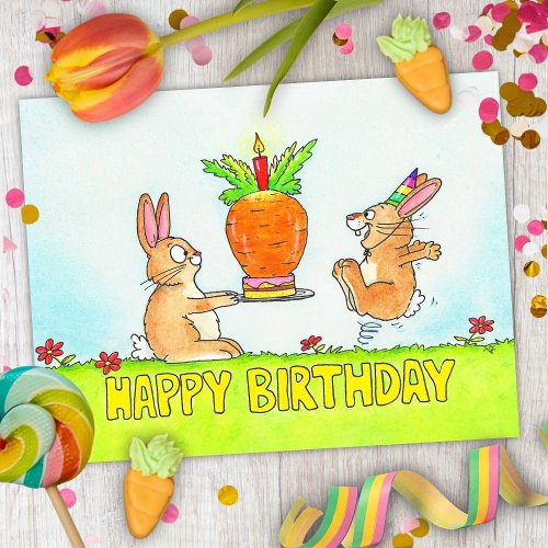 Bunny Birthday Cake  Postcard