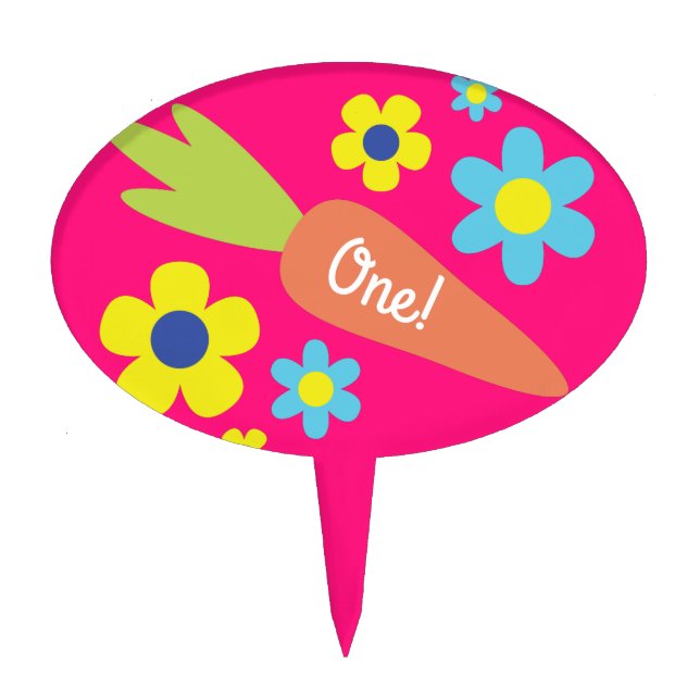 Bunny Birthday Cute Kid's Rabbit Party Cake Topper (Front)