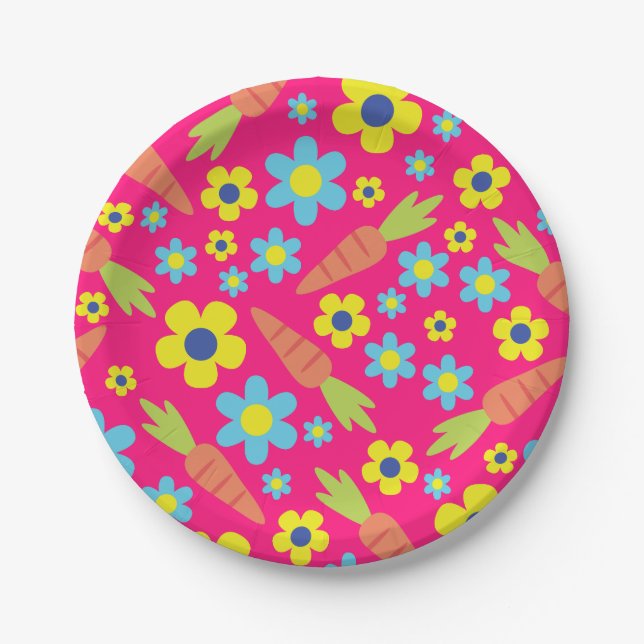 Bunny Birthday Cute Kid's Rabbit Party Paper Plates (Front)