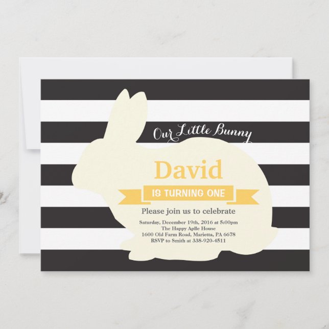 Bunny Birthday Easter Egg 1st First Birthday Invitation (Front)