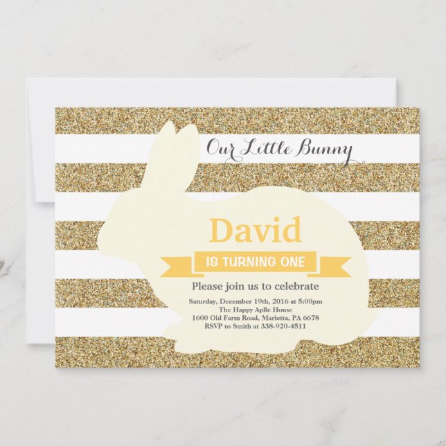 Bunny Birthday Easter Egg 1st First Birthday Invitation (Front)