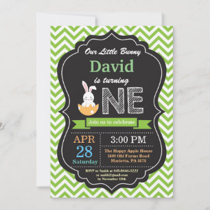 Bunny Birthday Easter Egg 1st First Birthday Invitation