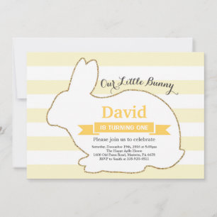 Bunny Birthday Easter Egg 1st First Birthday Invitation