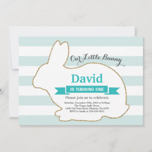 Bunny Birthday Easter Egg 1st First Birthday Invitation
