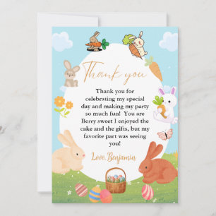 Bunny Birthday Easter Egg Hunt Thank you Card