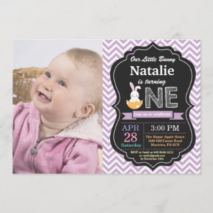 Bunny Birthday Girl Easter Egg 1st First Birthday Invitation