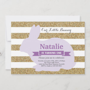 Bunny Birthday Girl Easter Egg 1st First Birthday Invitation