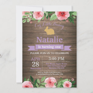Bunny Birthday Girl Easter Egg 1st First Birthday Invitation