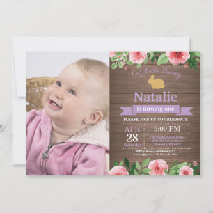 Bunny Birthday Girl Easter Egg 1st First Birthday Invitation