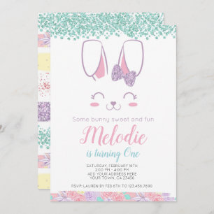 Bunny Birthday Invitation, Any age, 1st birthday Invitation