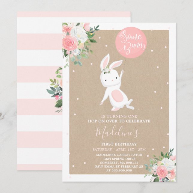 Bunny Birthday Invitation Some Bunny Birthday (Front/Back)