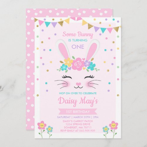 Bunny Birthday Invitation Some Bunny Birthday