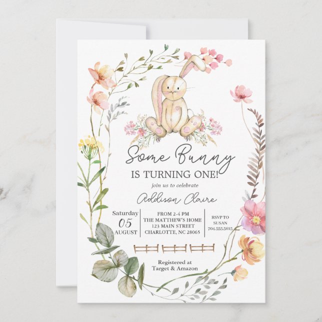Bunny Birthday Invitation, Some bunny is turning  Invitation (Front)