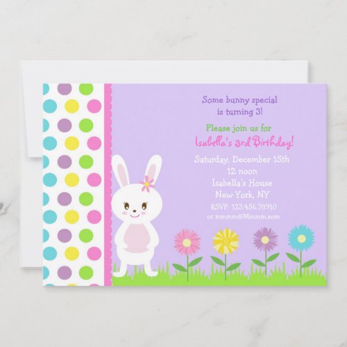 Bunny  Birthday Party Invitations