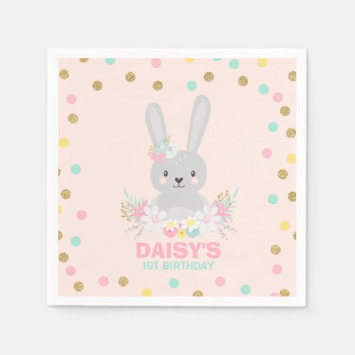 Bunny Birthday Party Napkin Some Bunny Birthday