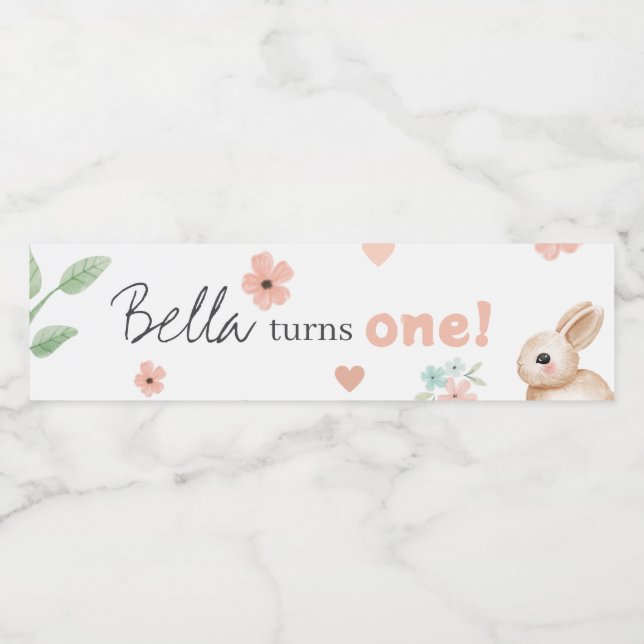 Bunny Birthday Party Water Bottle Label (Single Label)