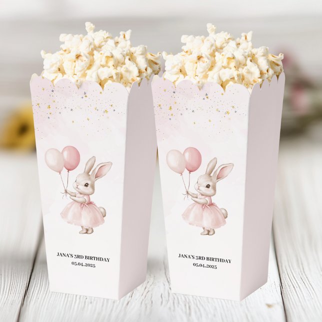 Bunny Birthday Pastel Pink |  Cute Party Treat Bag Favor Boxes (Creator Uploaded)