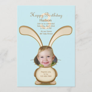 Bunny Birthday Photo Invitation (Customized)