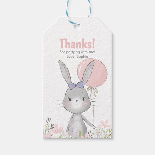 Bunny Birthday Thank you tags  Favor tags