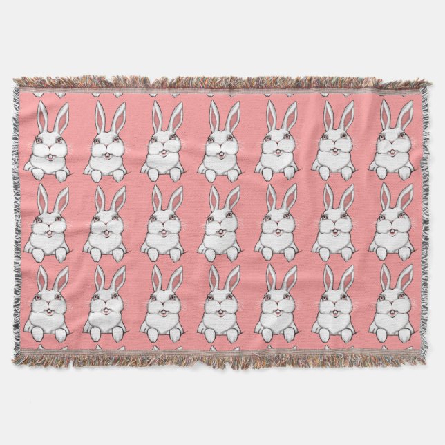 Bunny Blanket Pink Bunny Rabbit Throw Blankets (Front)