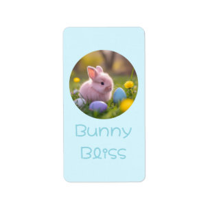 Bunny Bliss- Fluffy Pink Bunny Easter Label