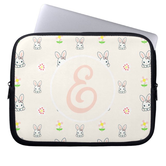 Bunny Bloom Delight Laptop Sleeve (Front)