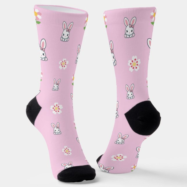 Bunny Bloom Delight Socks (Angled)